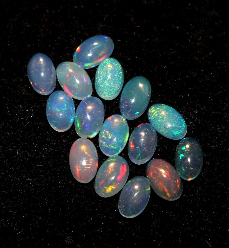 5X3 MM Oval Beautiful Natural Ethiopian Opal Lot 15 Pic Play Of Color Cabochon Gemstone 2.25 Carat A+++ A15..