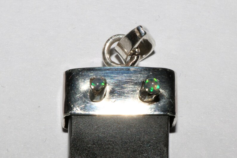 Jade With Natural Ethiopian Opal 2 MM Round Gemstone Silver Pendant-Amazing Quite Large With A Beautiful 62X46 MM S13...