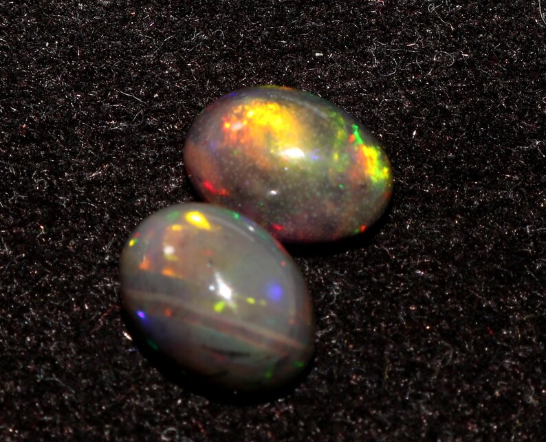 Dyed 9X7 MM Top Quality Natural Ethiopian Opal Welo Fire Gemstone Cabochon 2 Pic October Birthstone-Loose Gemstone 2.90 Carat ..A65
