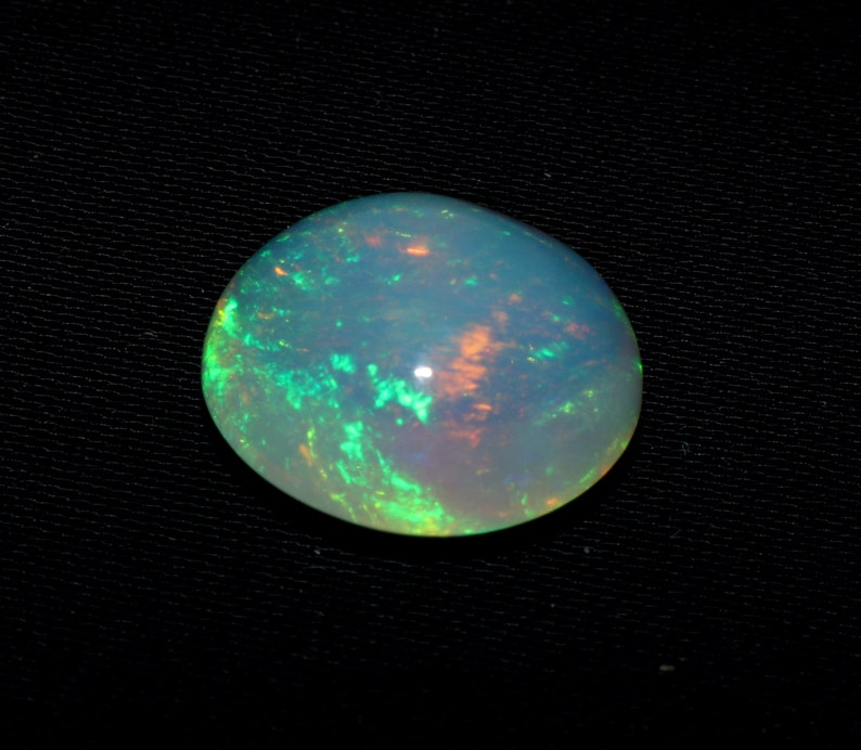 A314 13 MM Ethiopian Opal Stone \\ Opal Gemstone \\ Opal Loose \\ Electric Fire Opal \\ Round Stone \\ 5.30 Carat Natural Opal Cabochon
