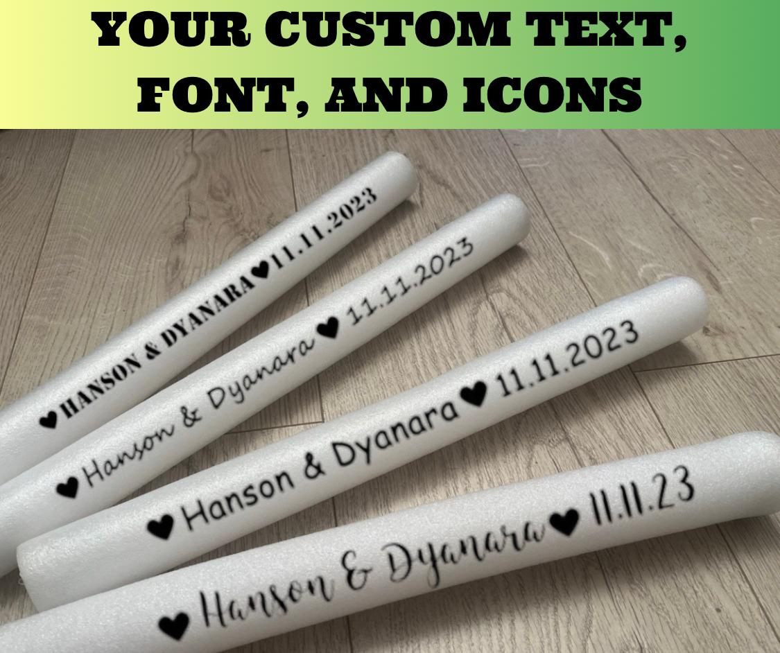 Personalized Glow Foam Sticks PRINTED (no sticker) LED Glow Foam Light Stick Colorful Dance Sticks Birthday Wedding Party Supplies custom