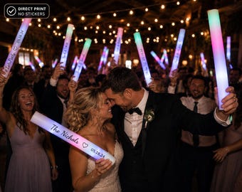 Bastoncini luminosi a LED personalizzati – Bastoncini luminosi personalizzati per matrimoni e feste di compleanno – Bastoncini luminosi in schiuma – Set da 30, 60 e 100 pezzi