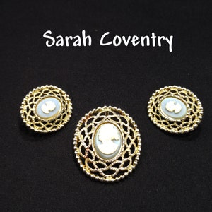 Vintage Sarah Coventry Cameo Brooch & Earrings Set 1970s - Etsy