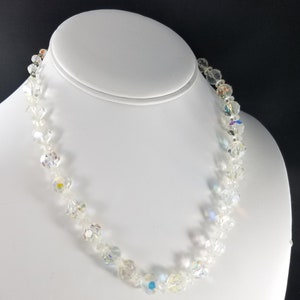 Vintage Austrian Crystal Beaded Necklace Clear Aurora - Etsy