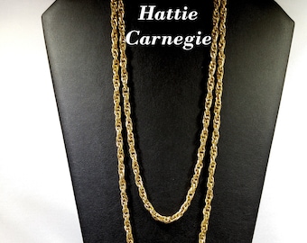 Hattie Carnegie Long Chain Necklace, 48 Inch Length Chain, 1970s Vintage Jewelry