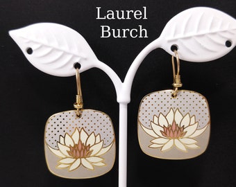 Laurel Burch Nile Lily Earrings, Gold Plated, 1980s Vintage Jewelry