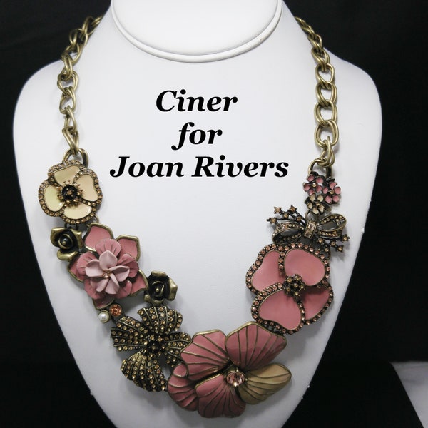 Ciner for Joan Rivers Pink Enamel Necklace, Classic Collection, 1990s Vintage Jewelry