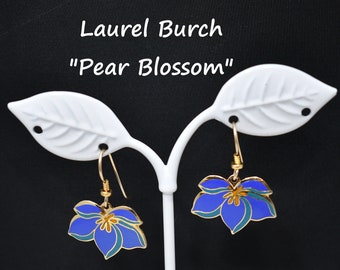 Laurel Burch "Pear Blossom" Earrings, Gold Plated, 1980s Vintage Jewelry