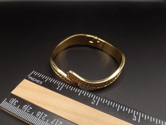 Monet Shell Design Hinged Bracelet, Gold Plated B… - image 7