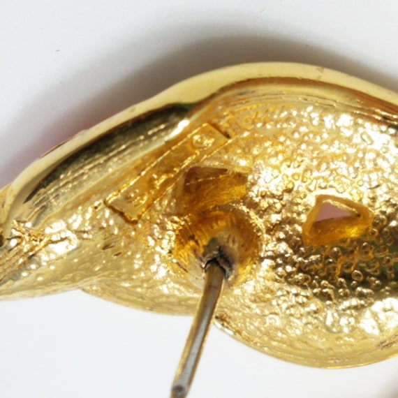 S. A. L. Swarovski Pink Rhinestone Earrings, Gold… - image 10
