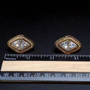 Swarovski Clear Crystal Rhinestone Earrings, Gold Plated, 1990s Vintage Jewelry image 7