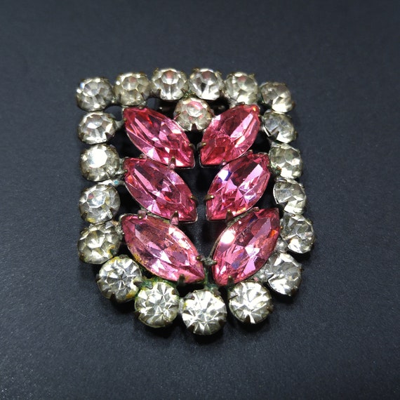 Pink & Clear Rhinestone Fur Clip, Pot Metal, Pron… - image 7