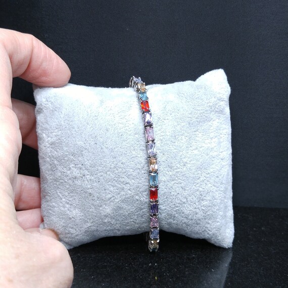 Silver Multi-colored Crystal Rhinestone Bracelet,… - image 6