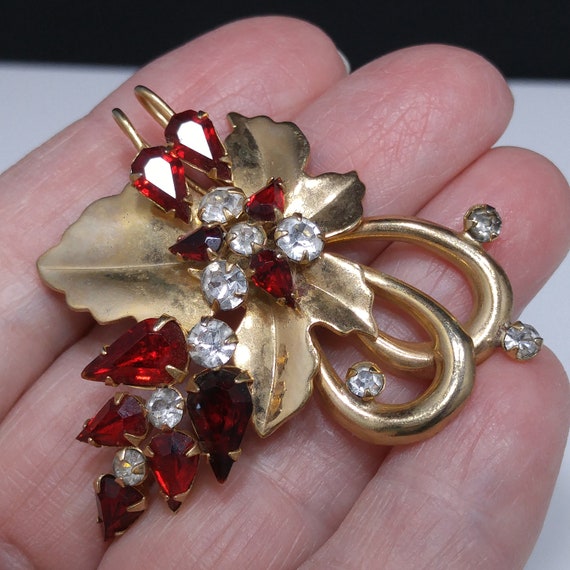 Scitarelli Gold Plated Brooch & Pendant, Red and … - image 10