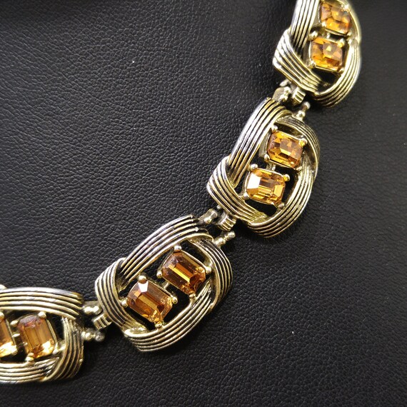 Kramer Topaz Rhinestone Choker Necklace, Gold Pla… - image 10