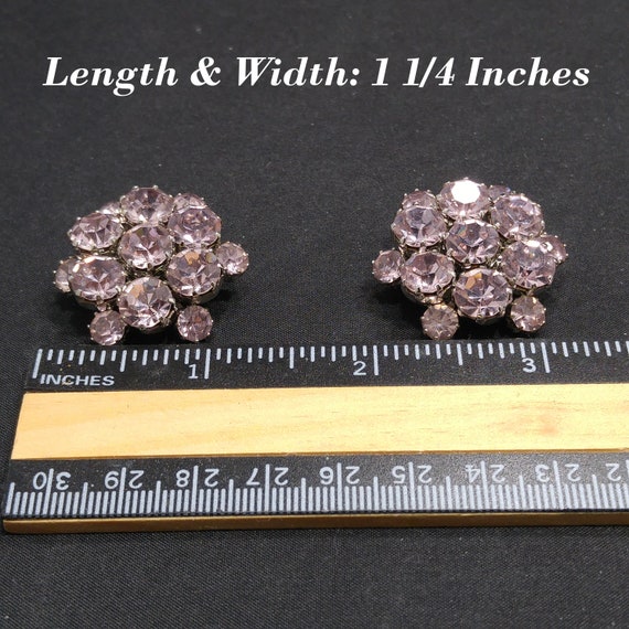 Weiss Light Lavender Rhinestone Earrings, Rhodium… - image 6