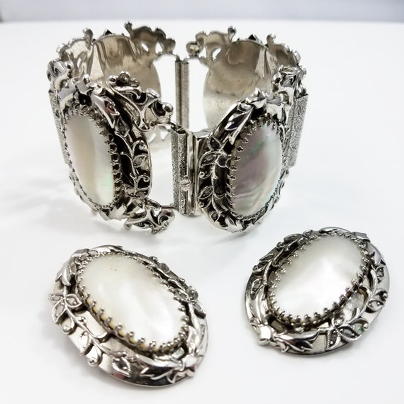 Whiting & Davis Bracelet Earrings Set, Mother of … - image 5