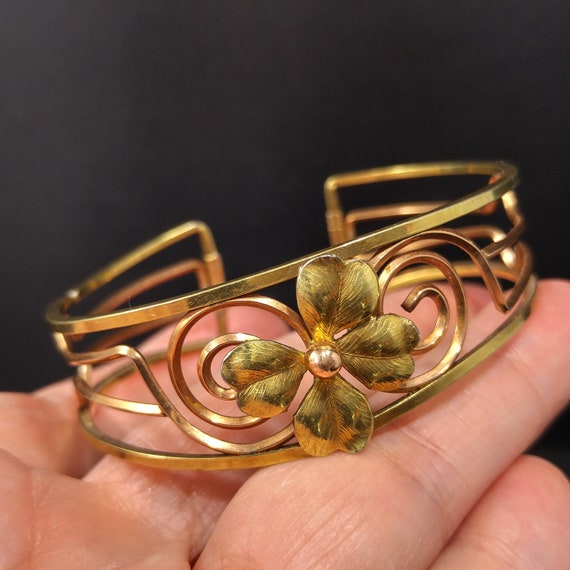 Krementz 14K Rolled Gold Overlay Cuff Bracelet, O… - image 7