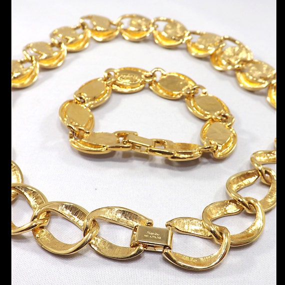 Vintage Napier Gold Plated Necklace, Gold Toned B… - image 4