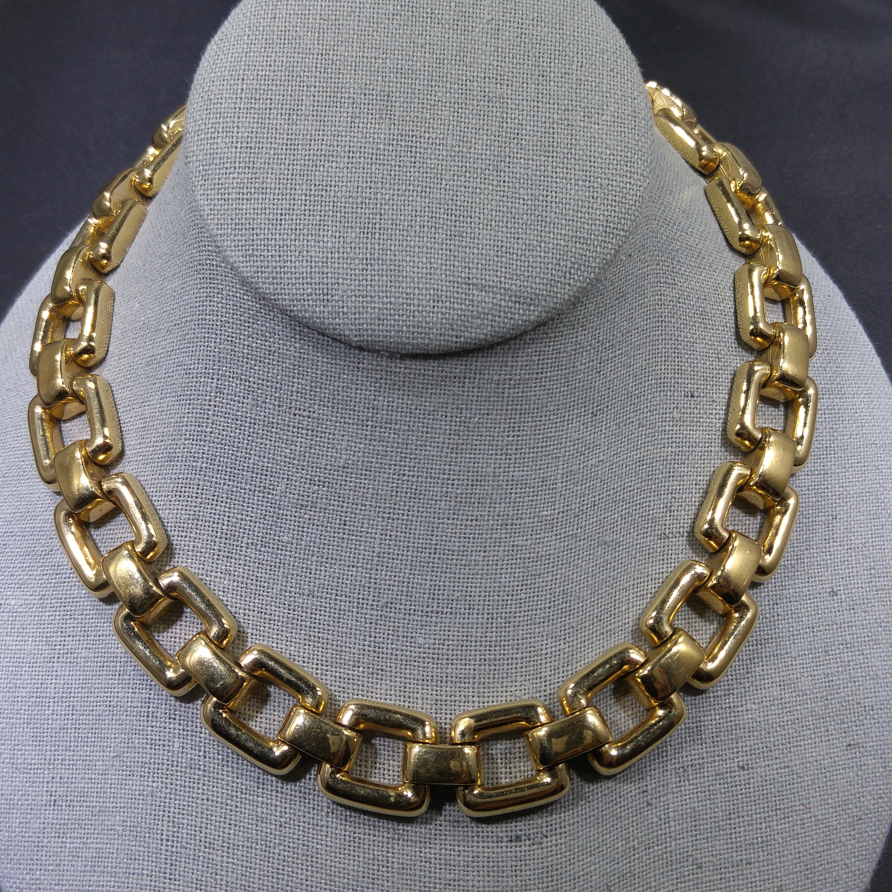 Ciner Gold Chain Choker Necklace, Gold Plated, 1980s Vintage