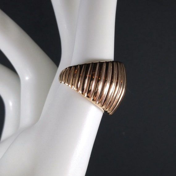 Bronze Milor Italy Wide Ribbed Ring, US Size 7, Vintage