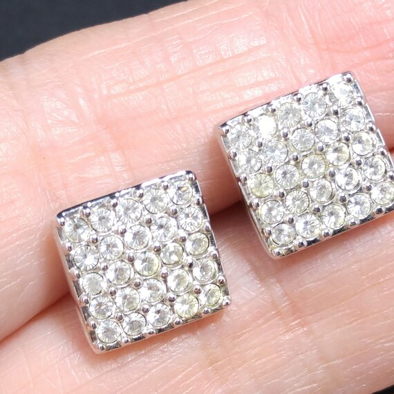 Swarovski Square Rhinestone Post Earrings, Swan L… - image 5