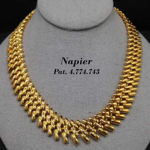 Napier Gold Plated Link Necklace, Pat 4.774.743, … - image 1