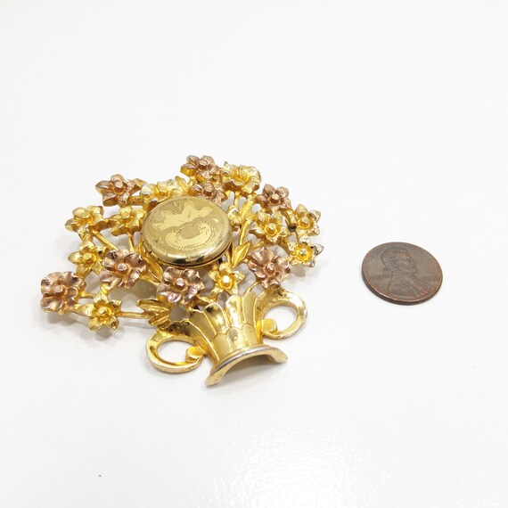 Hidden Locket Large Fur Clip, Gold Plated Flower … - image 7