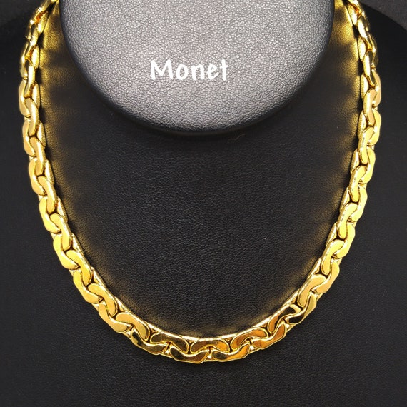 Monet Gold Plated Choker Necklace, 1980s Vintage … - image 1