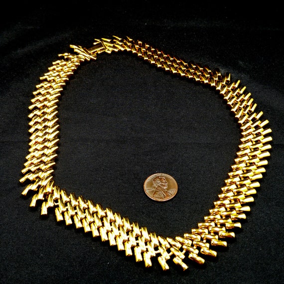 Napier Gold Plated Link Necklace, Pat 4.774.743, … - image 5