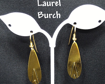 Laurel Burch Gold Plated Earrings, Geometric Design, 1980s Vintage Jewelry
