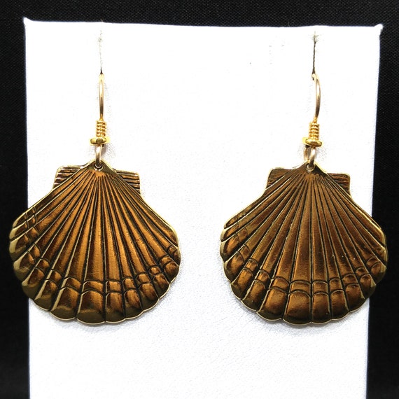 Laurel Burch Seashell Dangle Earrings, Gold Plate… - image 7