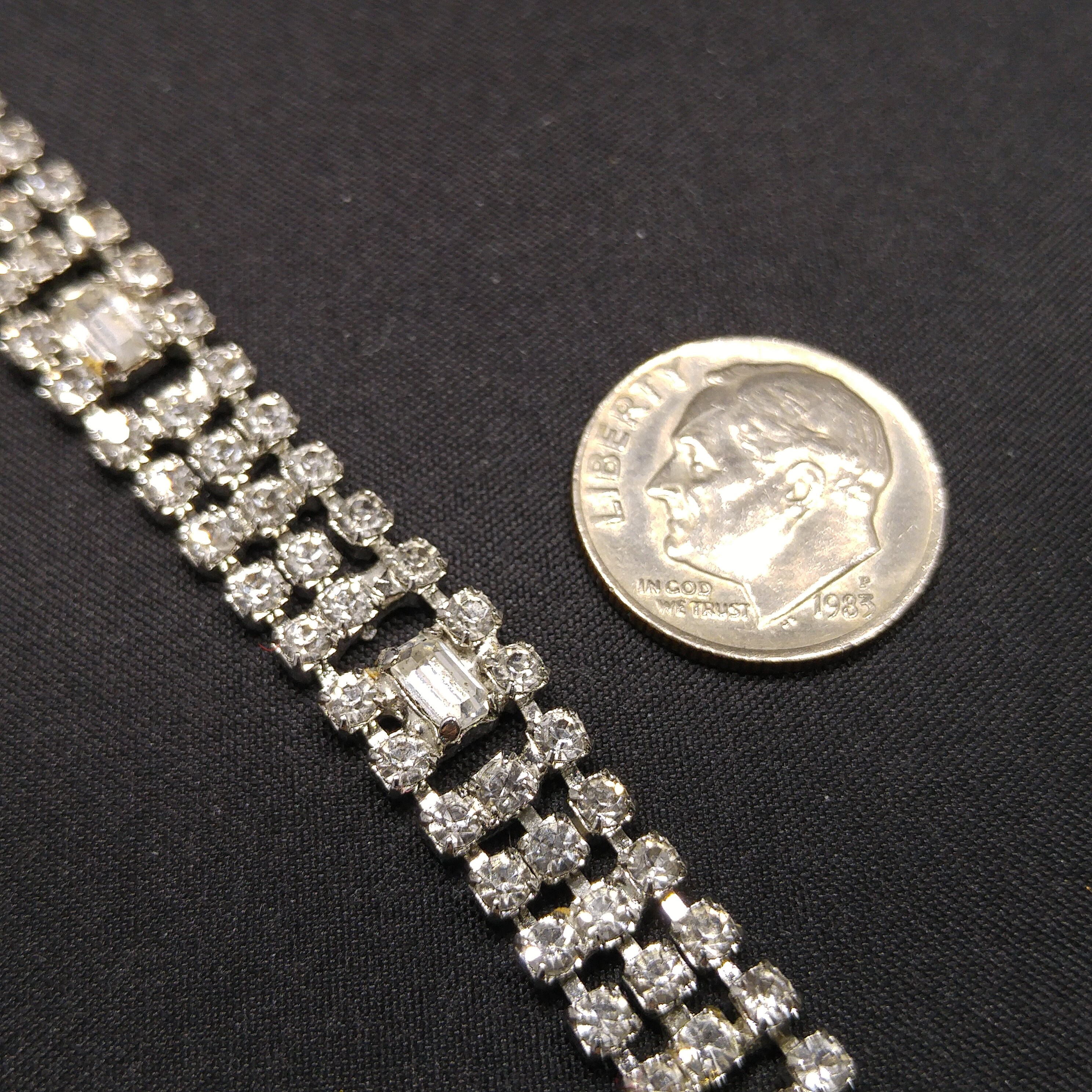 Clear Rhinestone Bracelet, Collectible Vintage Jewelry