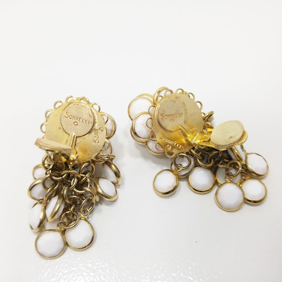 Sorrelli White Crystal Beaded Earrings, 1990s Vin… - image 5