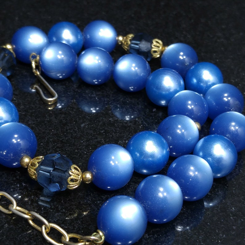 Lisner Moonglow Blue Necklace & Earrings Gold Tone Lucite - Etsy