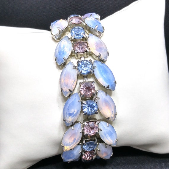 Kramer of NY Pastel Rhinestone Bracelet, Pink Blu… - image 9