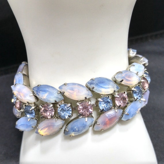 Kramer of NY Pastel Rhinestone Bracelet, Pink Blu… - image 3