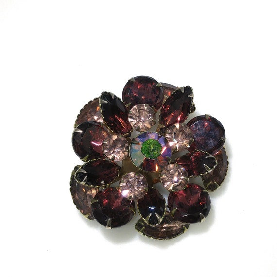 Purple & Lavender Floral Brooch, Aurora Borealis … - image 10