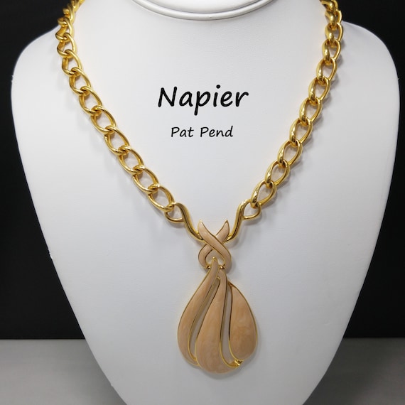 Napier Pink Enamel Pendant Necklace, Gold Plated,