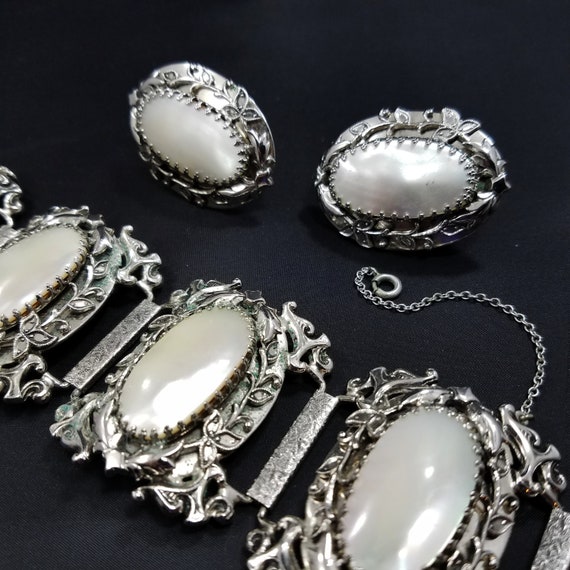 Whiting & Davis Bracelet Earrings Set, Mother of … - image 8