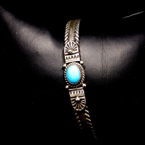 Silver Cuff Gemstone Bracelet, Stamped STERLING N… - image 10