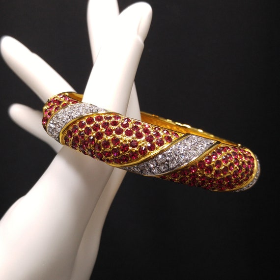 Jacqueline Kennedy Red Clear Rhinestone Bracelet,… - image 2