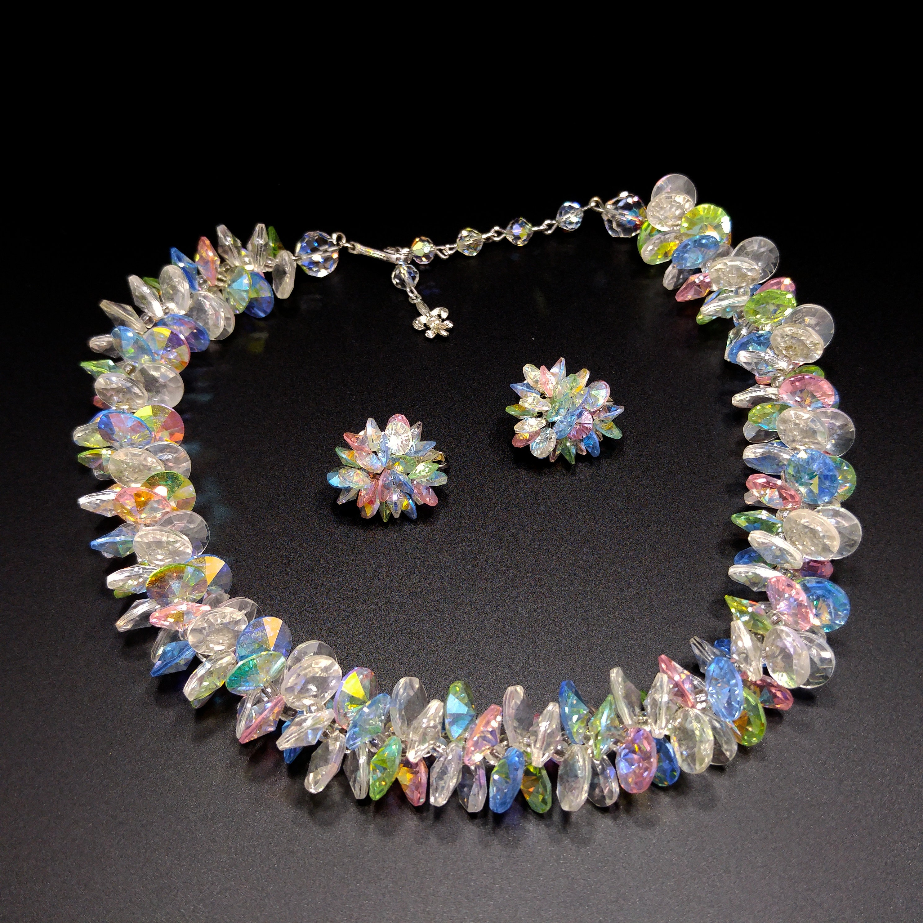 Vendome Pastel Lucite Beaded Necklace & Earrings, Aurora