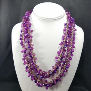 Western Germany Purple Gold Beaded Necklace, 1960s Vintage Jewelry image 2