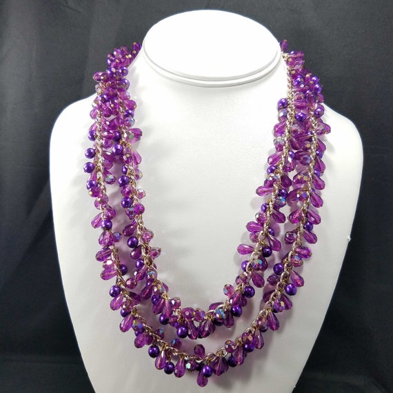 Western Germany Purple Gold Beaded Necklace, 1960… - image 2