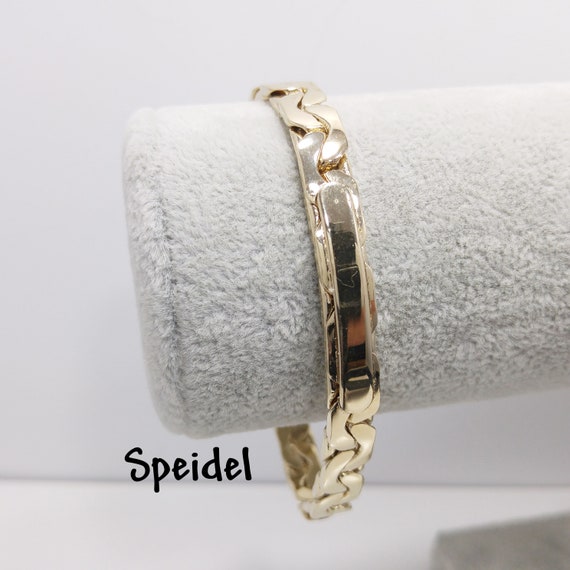 Men's ID Bracelet, Silver and Gold Engravable Plaque | Speidel Silver