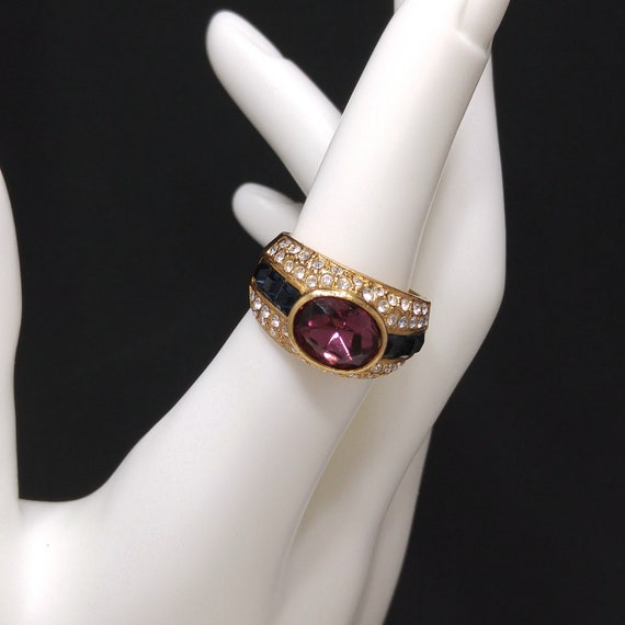 Nolan Miller Purple Gold Plated Ring, US Size 6 3… - image 3