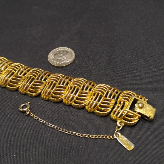 Monet "Golden Weave" Bracelet, Gold Plated, 1960s… - image 5