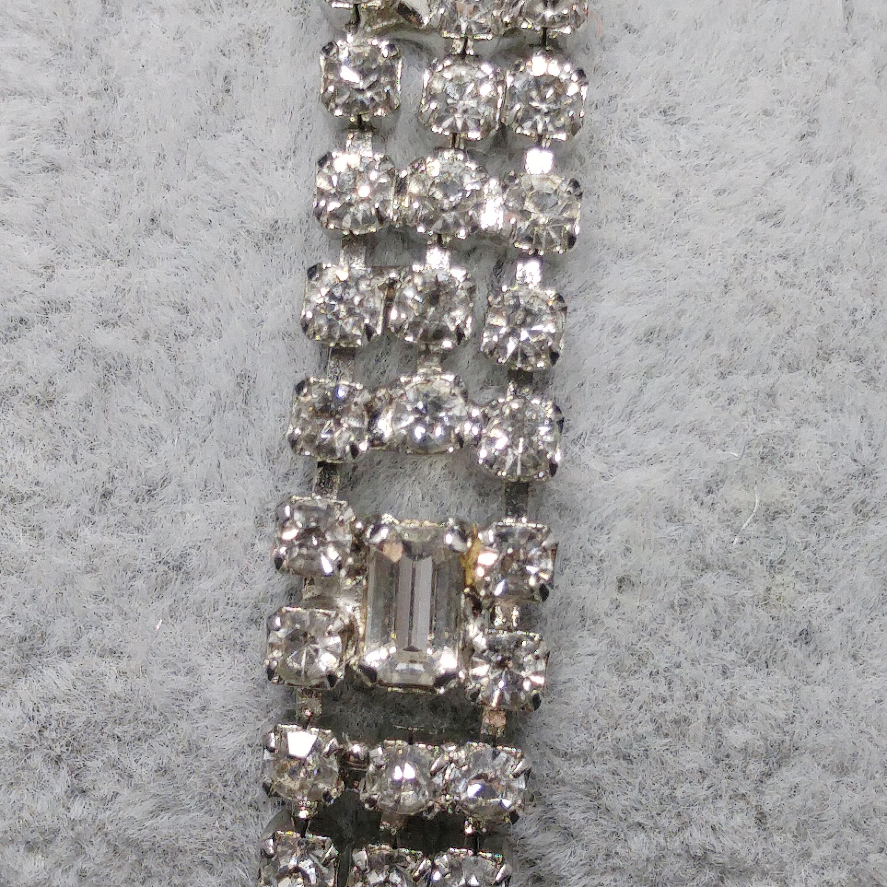 Kramer Clear Rhinestone Bracelet, Rhodium Plated, 1950s