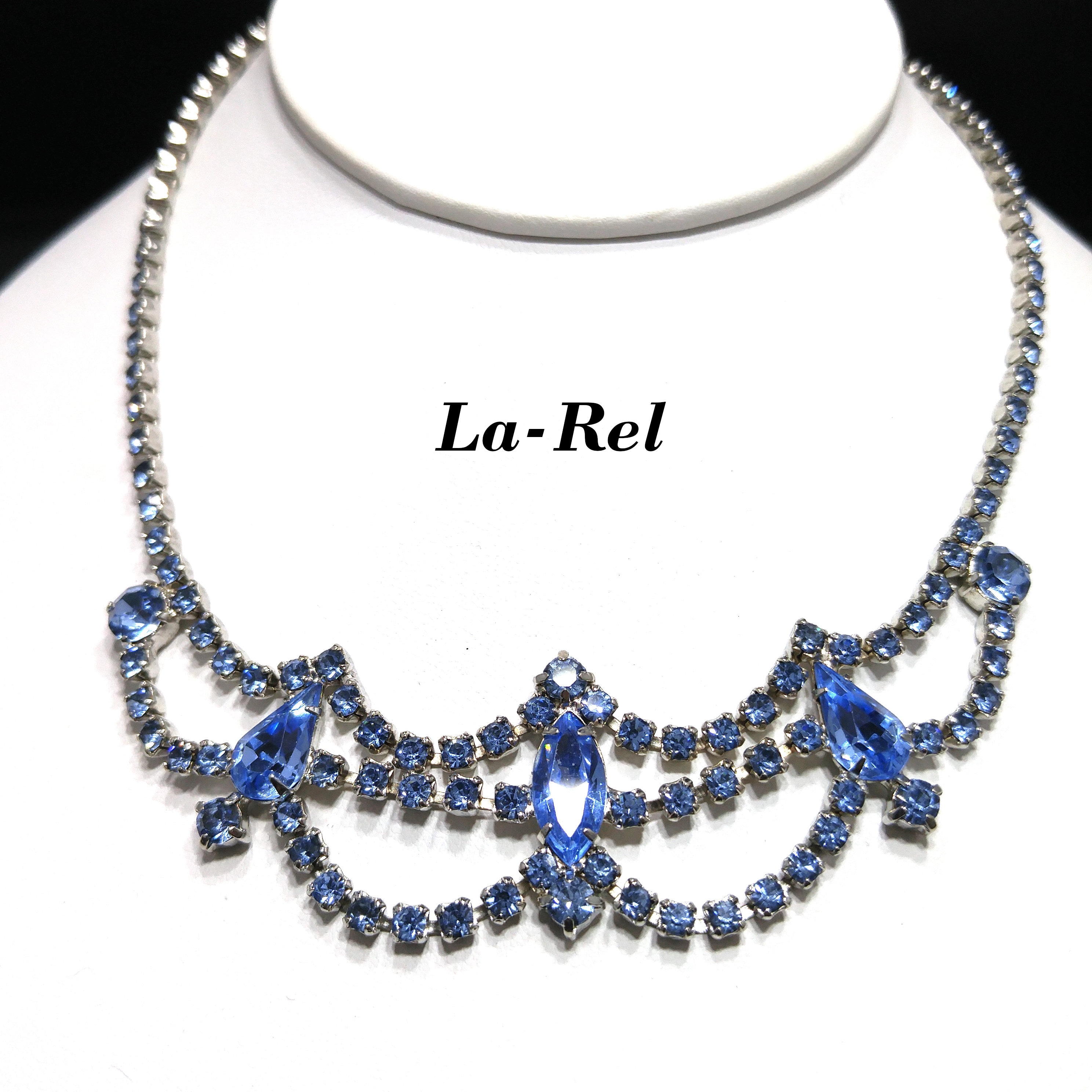 La-rel Blue Rhinestone Necklace, Mid Century, Rhodium Plated, 1950s Vintage  Jewelry - Etsy